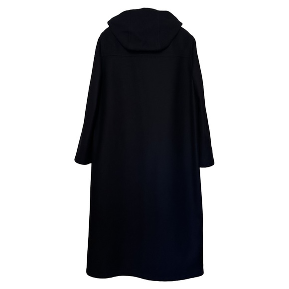 BURBERRY’S | Hooded Navy Blue Button Up Wool Maxi Over Coat Jacket Trench - Picture 6 of 16